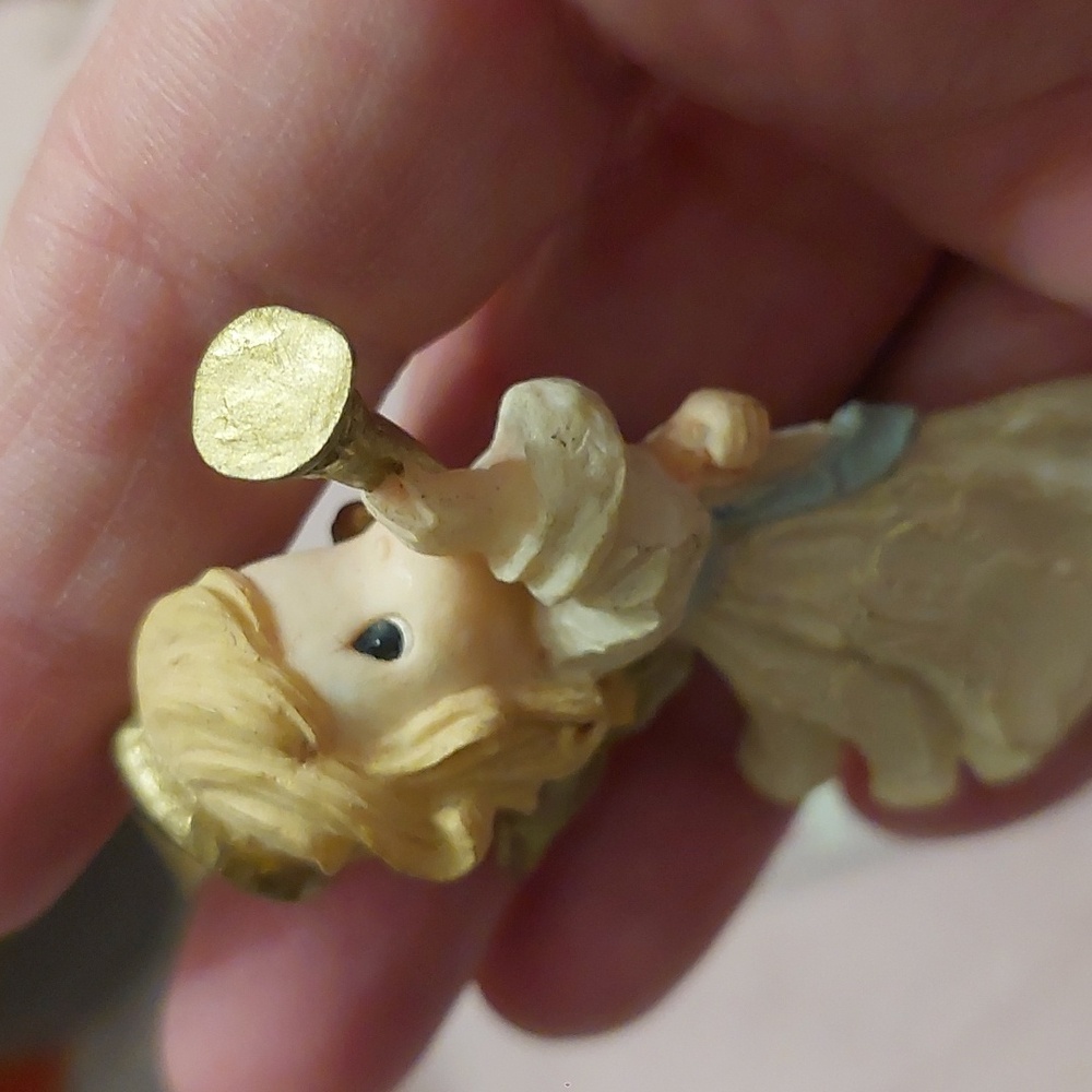 Two Vintage Angel Brooches Cherub with Harp AB Rhinestones Precious Moments PMI - Picture 10 of 12